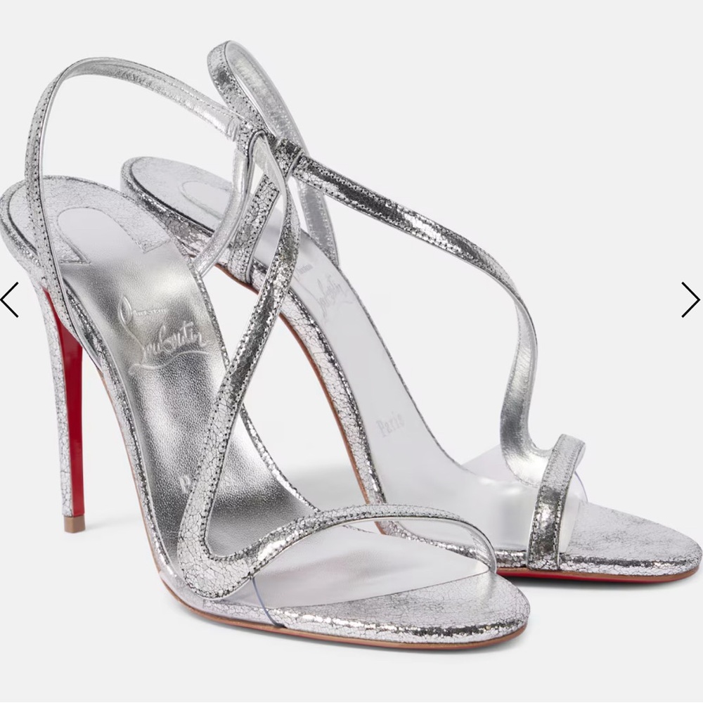 CHRISTIAN LOUBOUTIN
Rosalie 100 metallic cracked-leather slingback sandals